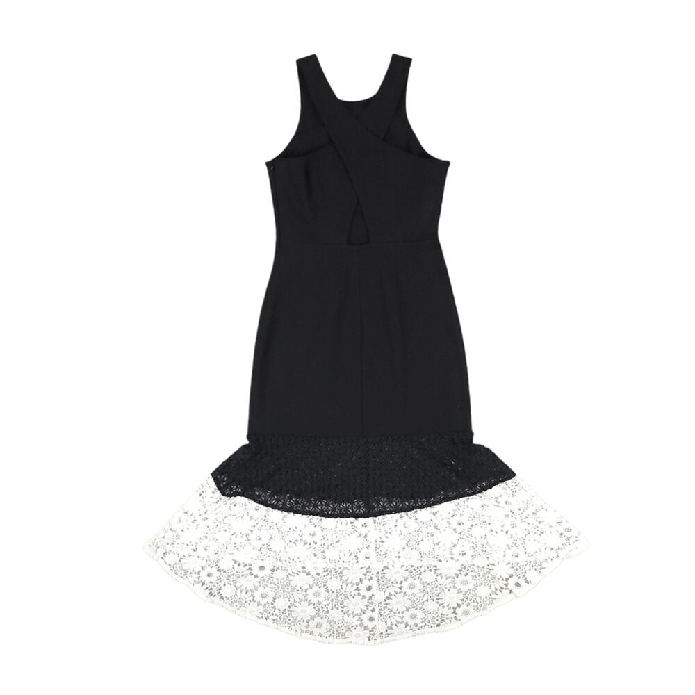 Adelyn Rae Sleeveless High Low Dress Black White Lace Trim - Picture 6 of 10